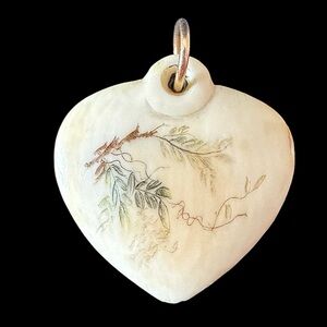 Antique Bovine Bone Hand Painted Pendant Charm Museum Quality